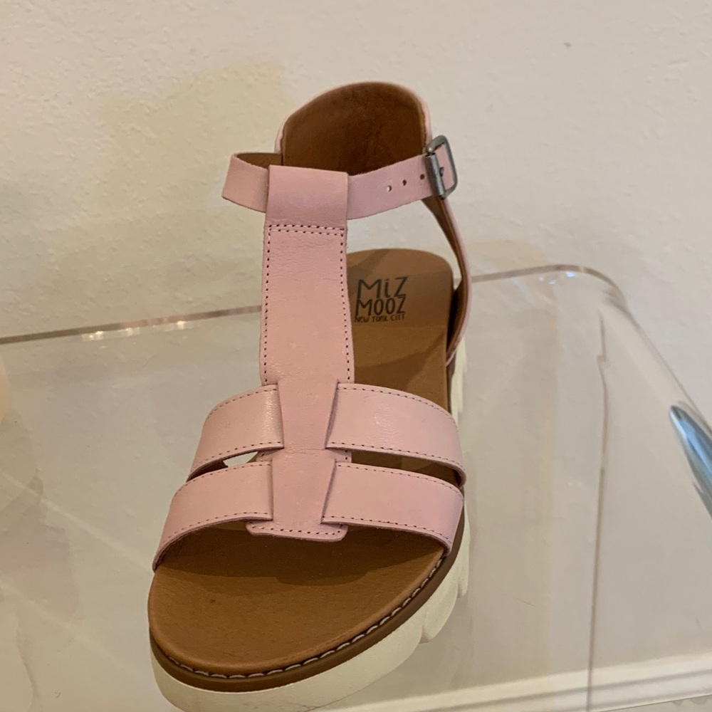 Miz Mooz Pink T-Strap Leather Sandals - Picture 4 of 7